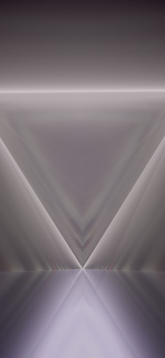 triangle, glow, rays, curve, abstraction