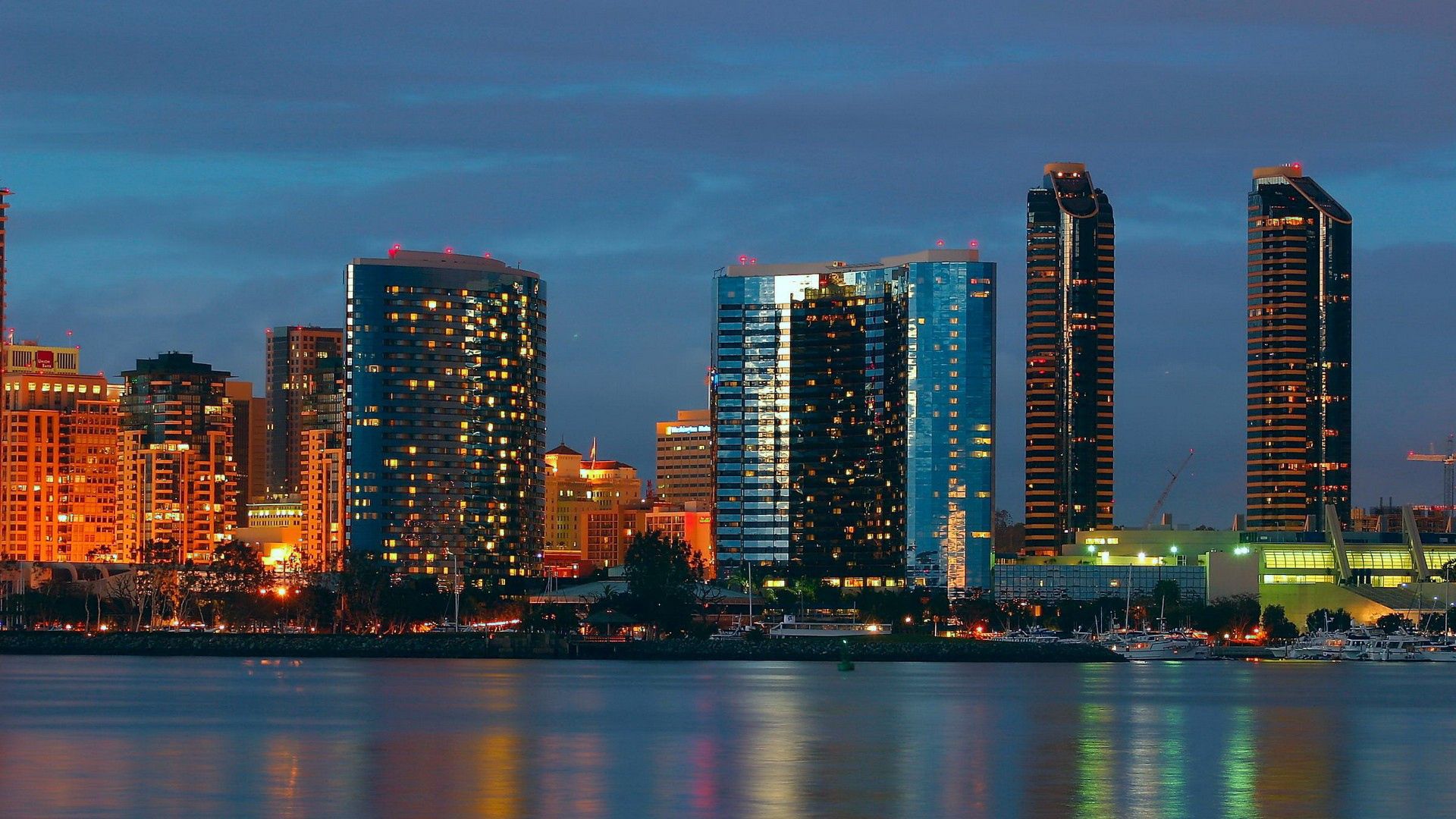 san - diego, california, river, skyscrapers