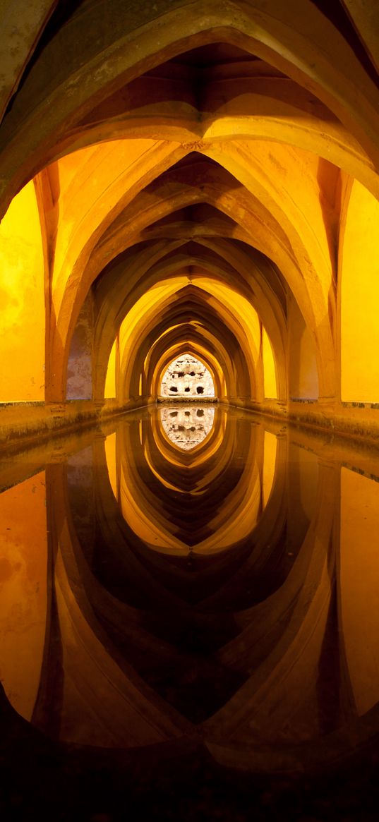 building, arches, water, reflection