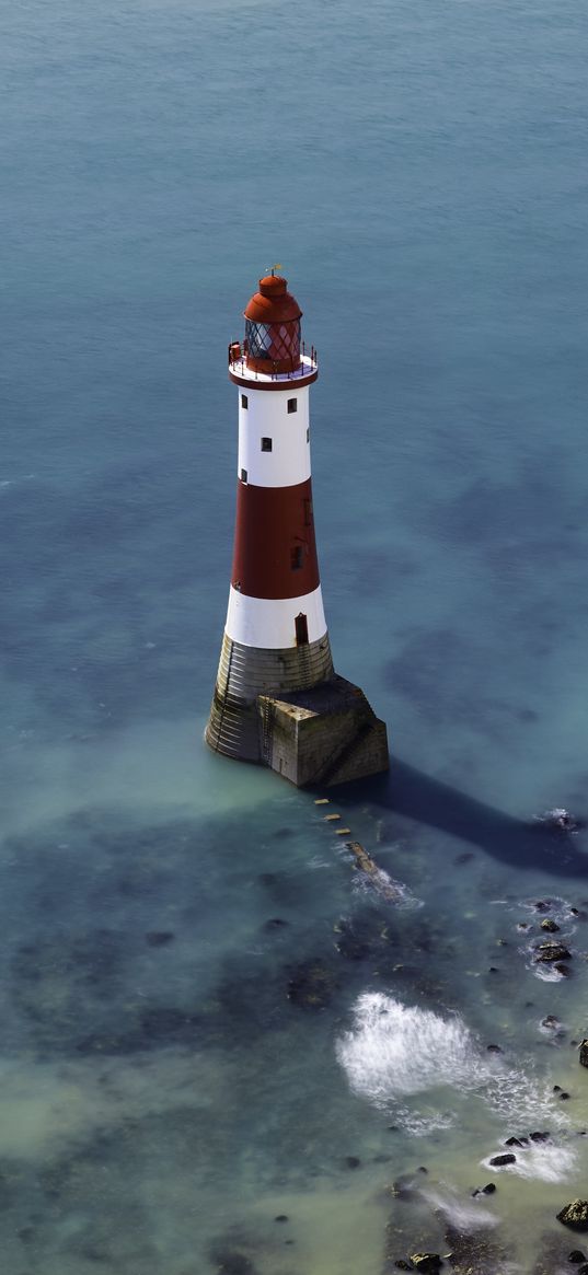 lighthouse, coast, sea, minimalism