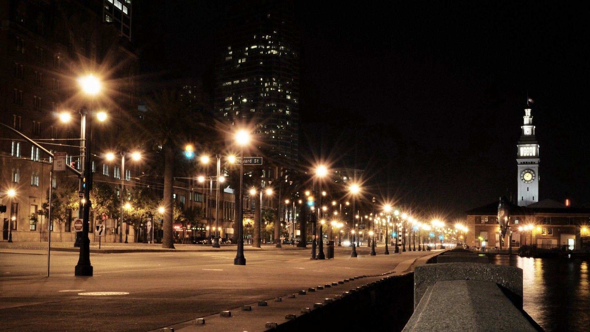 usa, city, america, night, lights city, road