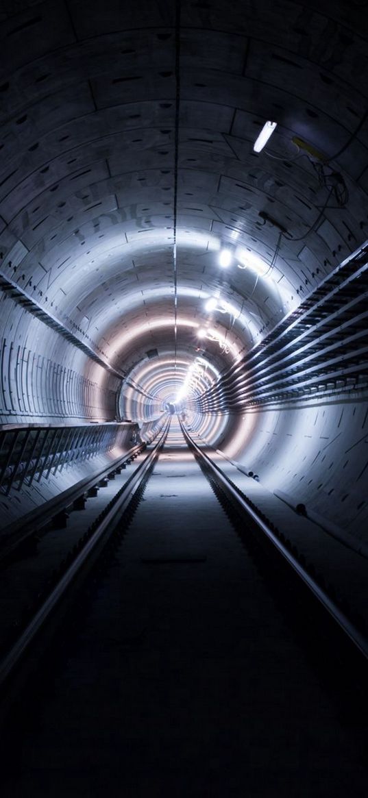 subway, tunnel, night, light