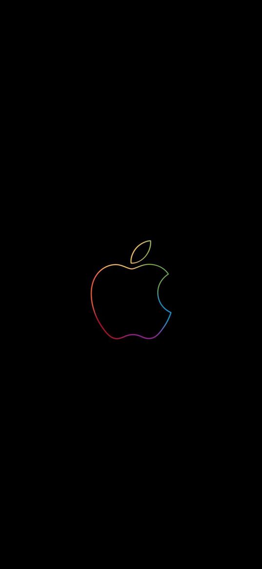 apple, logo, rainbow, black background