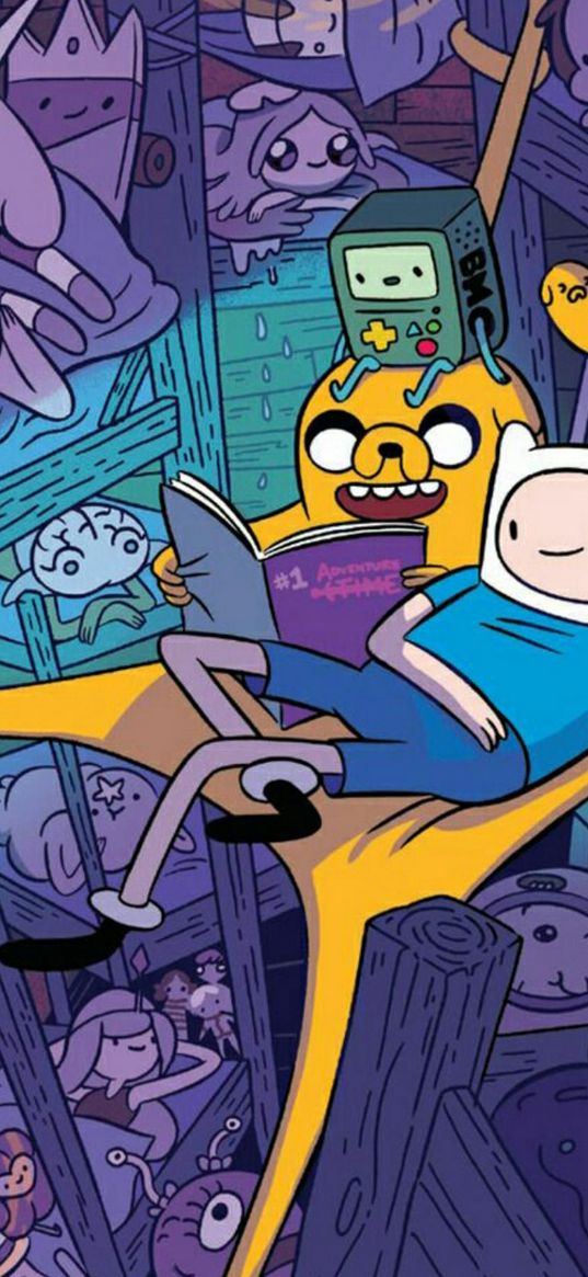 finn, jake, adventure time, cartoon, hammock, book, characters, art