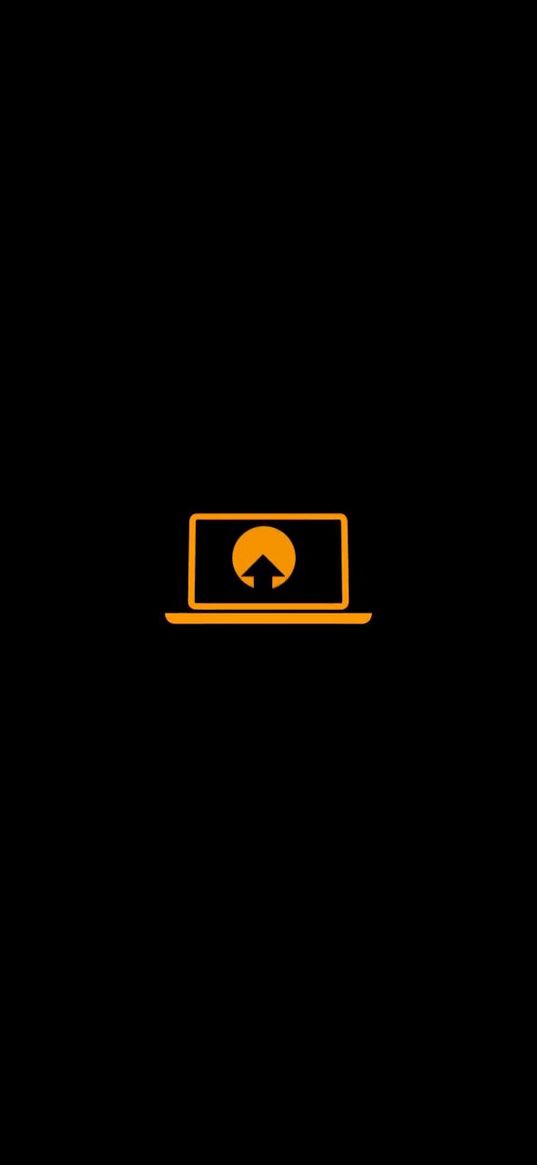 laptop, computer, screen, orange, black background