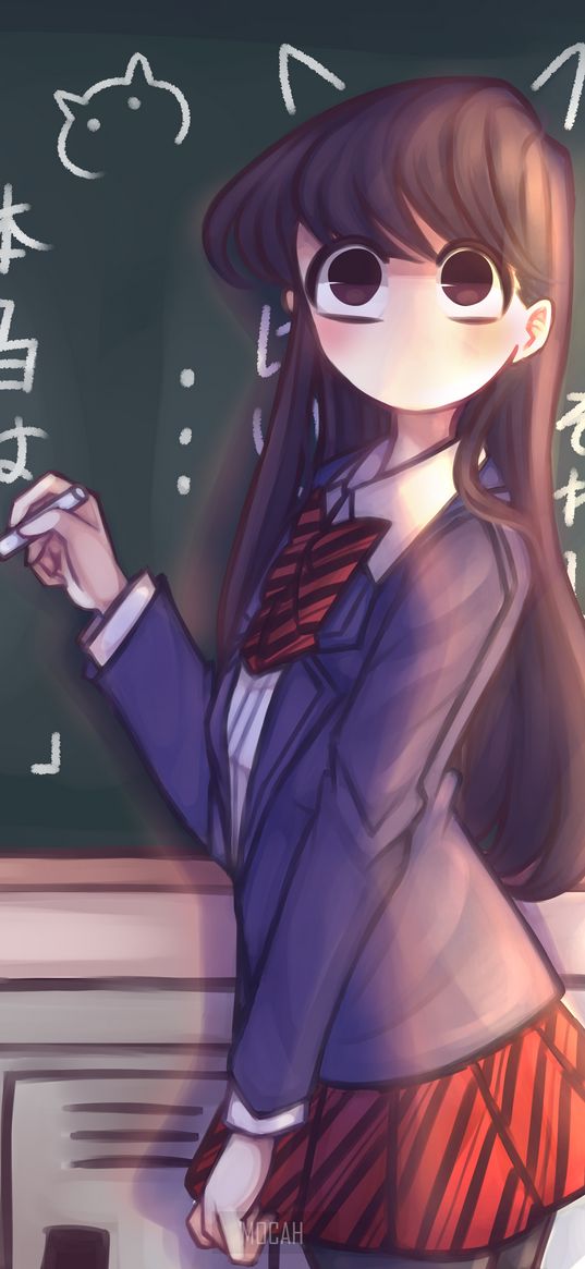 komi san, komi san has communication problems, anime, girl, board, art