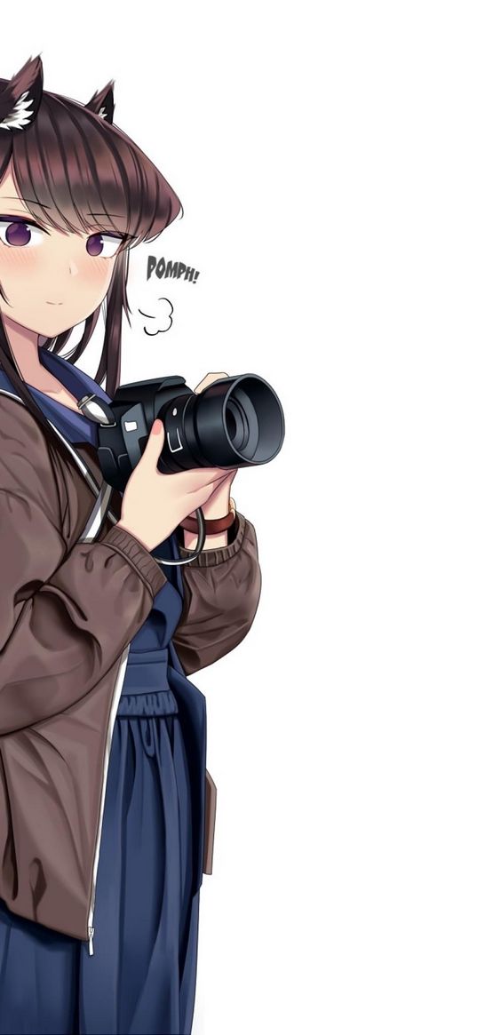 komi san, komi san has communication problems, anime, girl, camera, white background, art