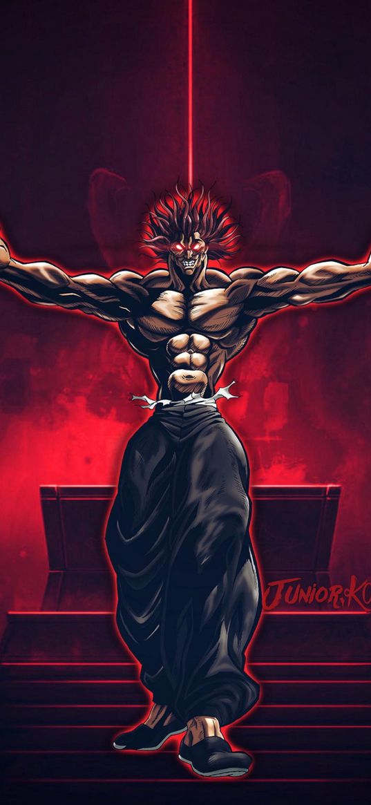 hanma yujiro, baki the grappler, anime, character, art