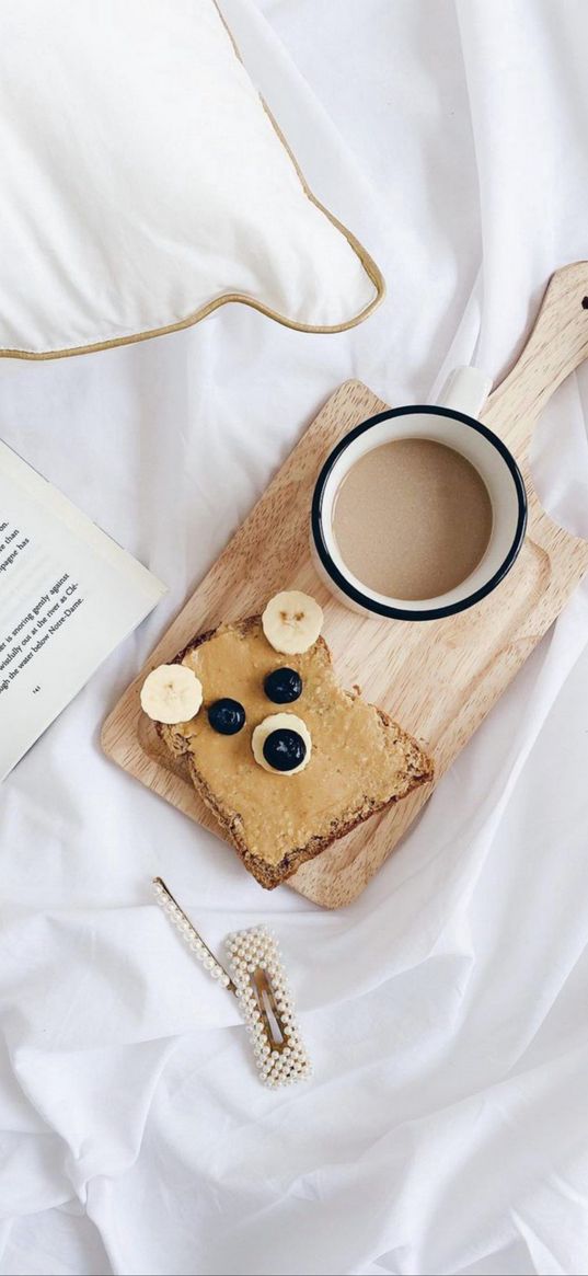 toast, berries, coffee, book, food, aesthetics