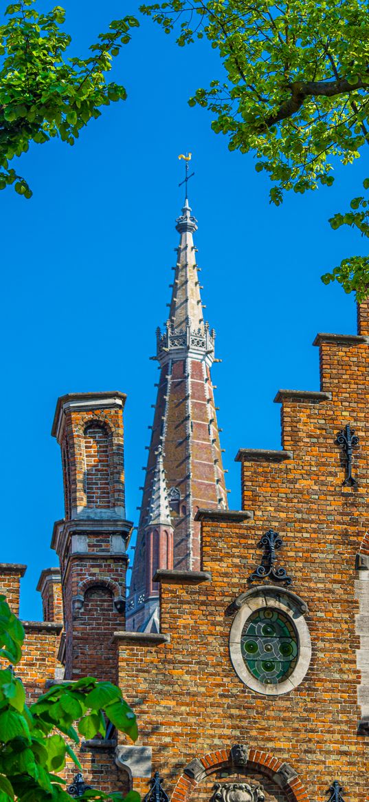 building, tower, bricks, stained glass, architecture