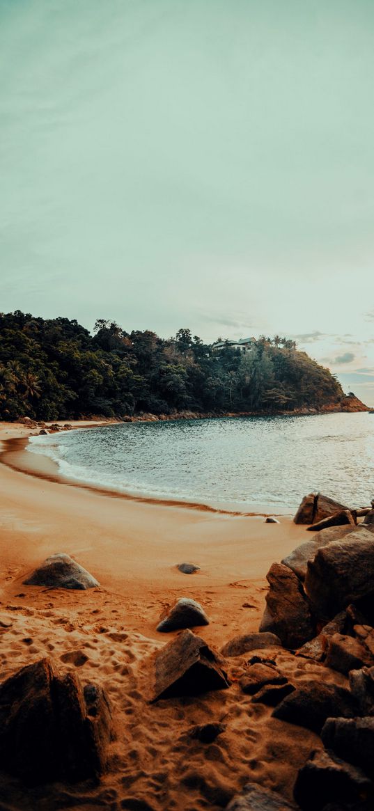 coast, sand, sea, stones, nature