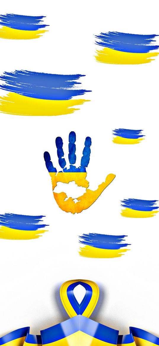 hand, palm, ukraine, flag, digital art