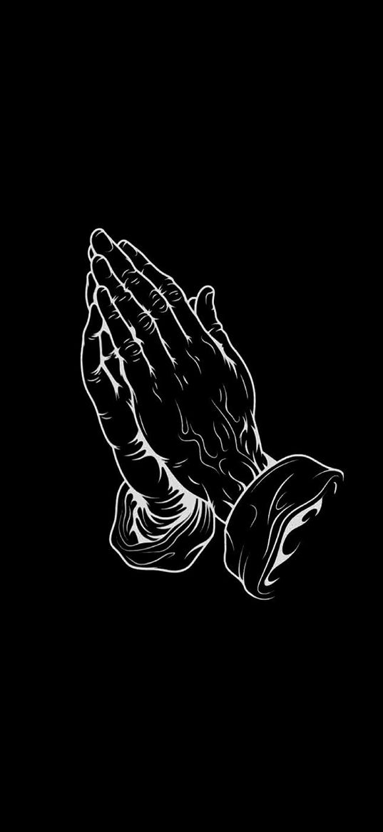 prayer, hands, black and white, art