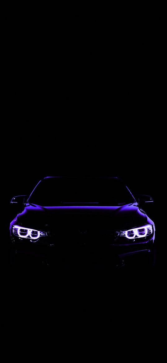 car, headlights, light, black background