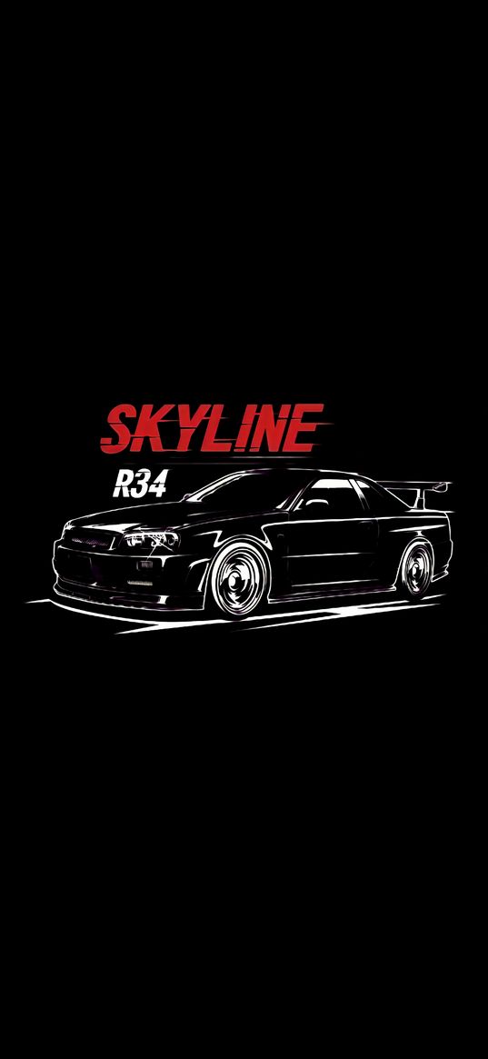 nissan skyline, nissan, car, black, black background, inscription