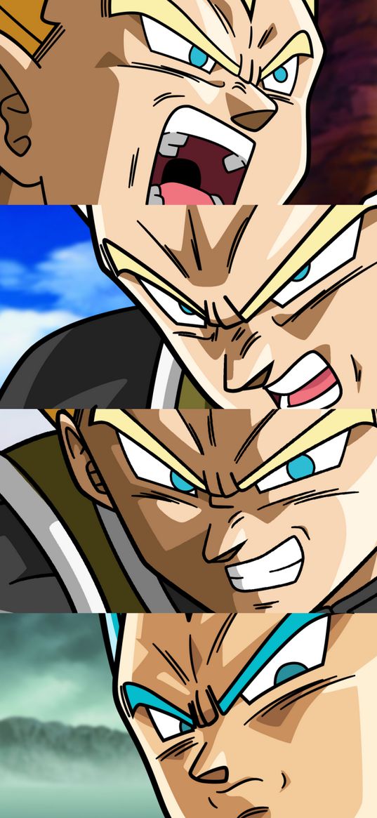 vegeta, dragon ball super, anime, collage, art