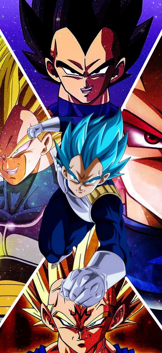 vegeta, dragon ball, anime, attack, collage