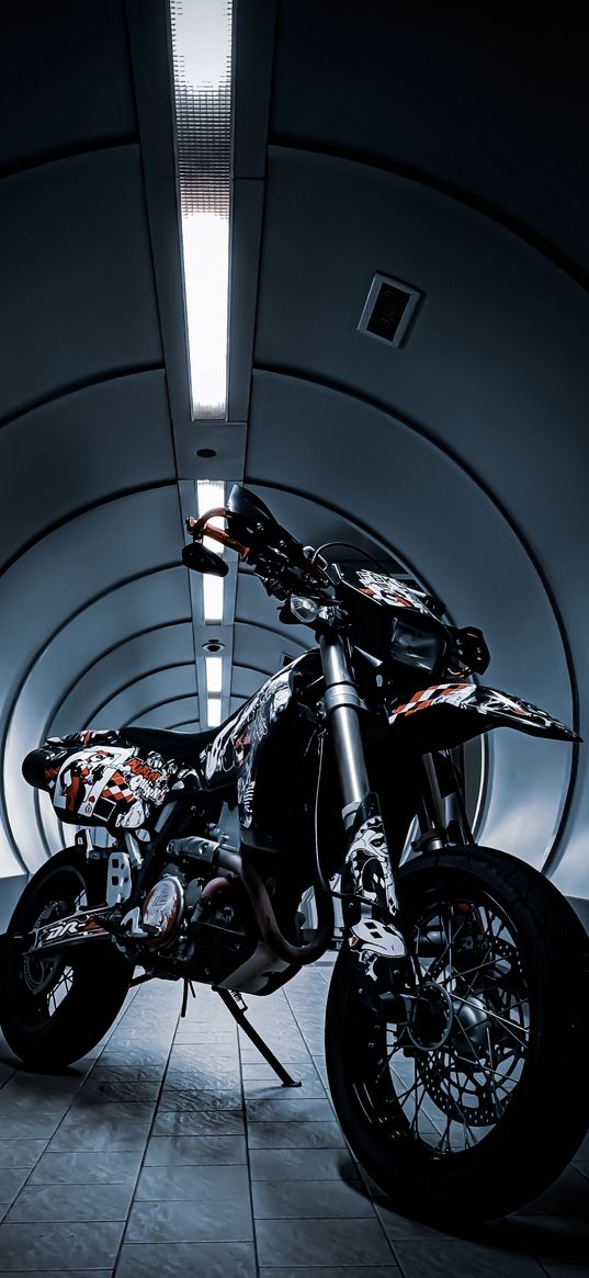 motorcycle, bike, tunnel