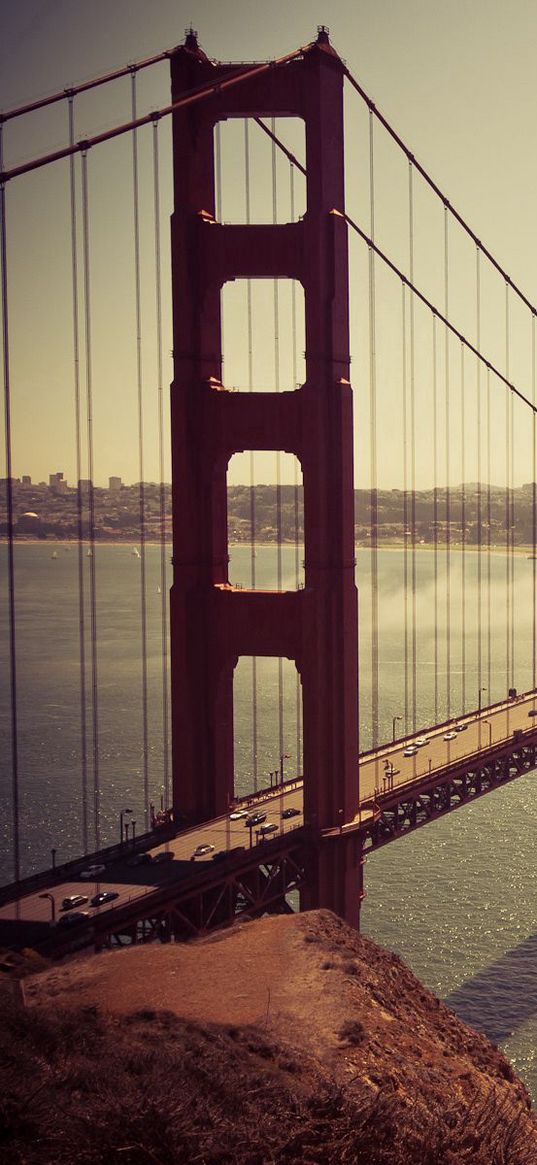 san francisco, bridge, sea, ocean, sky