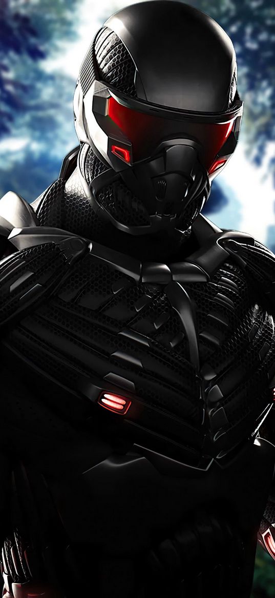 prophet, crysis, game, nanosuit, exoskeleton, helmet, soldier, art