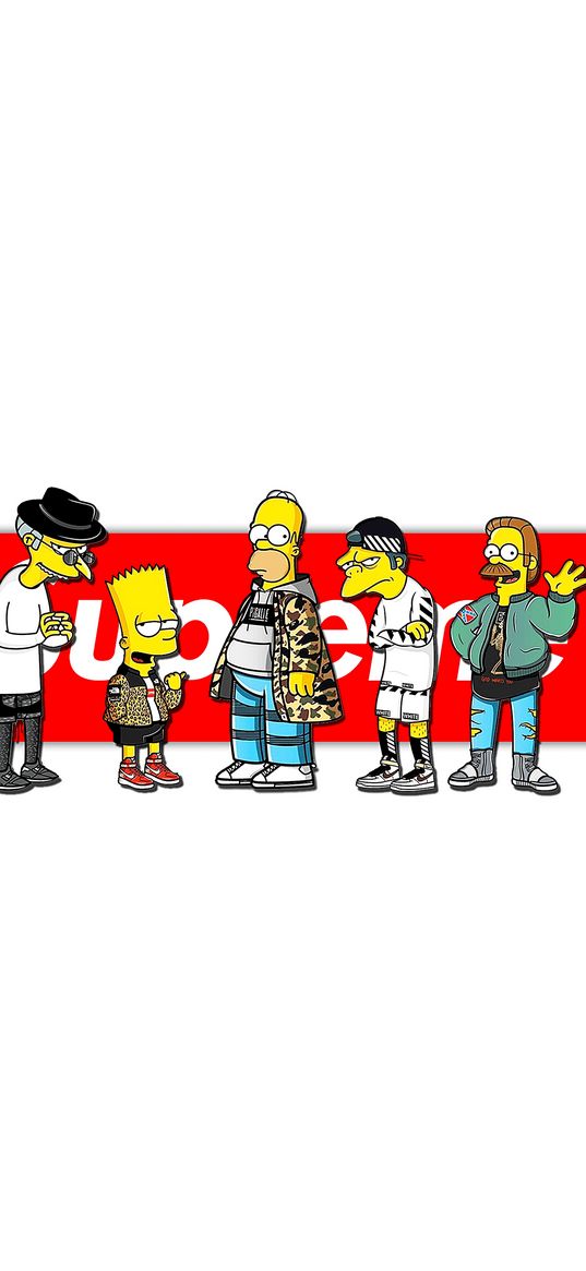 bart, homer, the simpsons, cartoon, characters, supreme, fashion, art