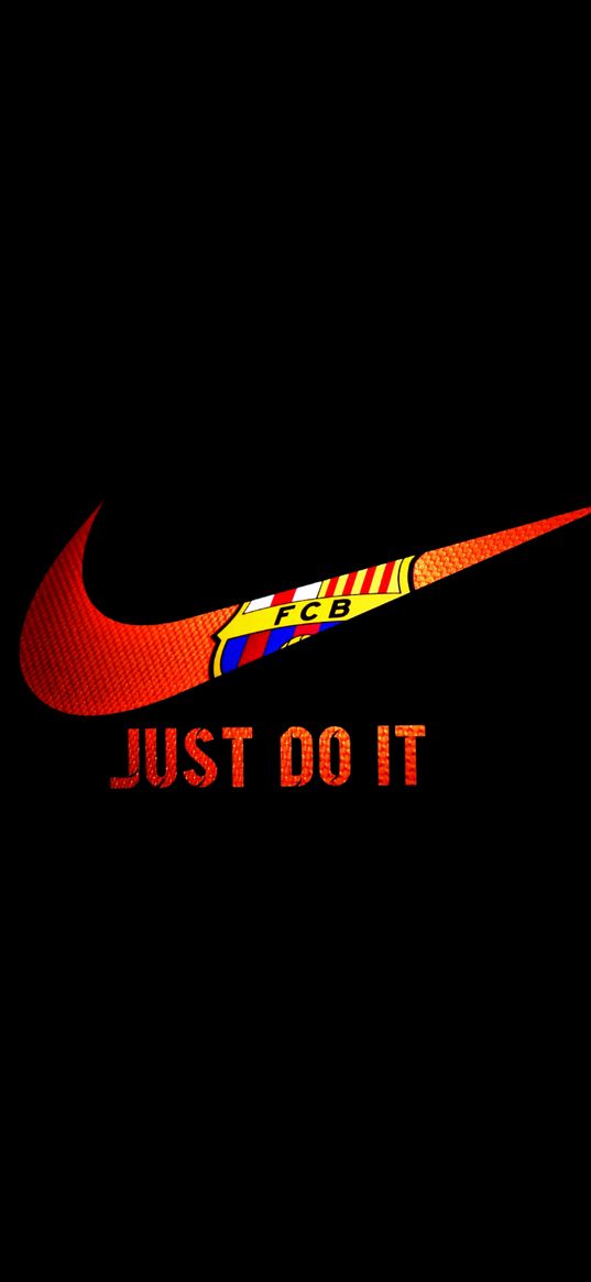 nike, barcelona, football club, logo, brand, just do it, red, black background