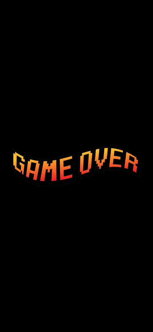 game over, orange, black background