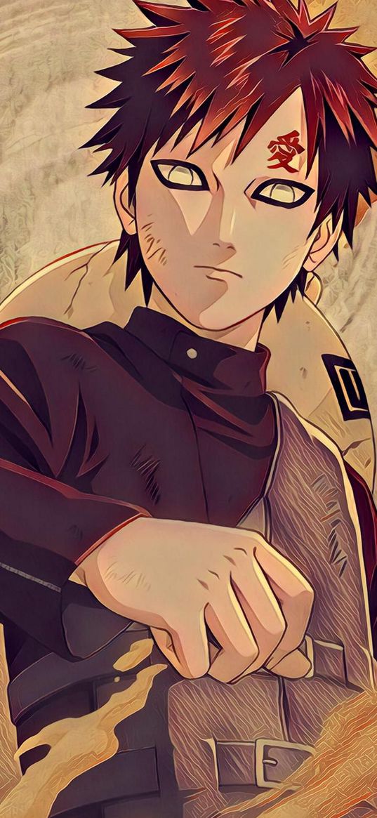 gaara, naruto, anime, character, sand, art