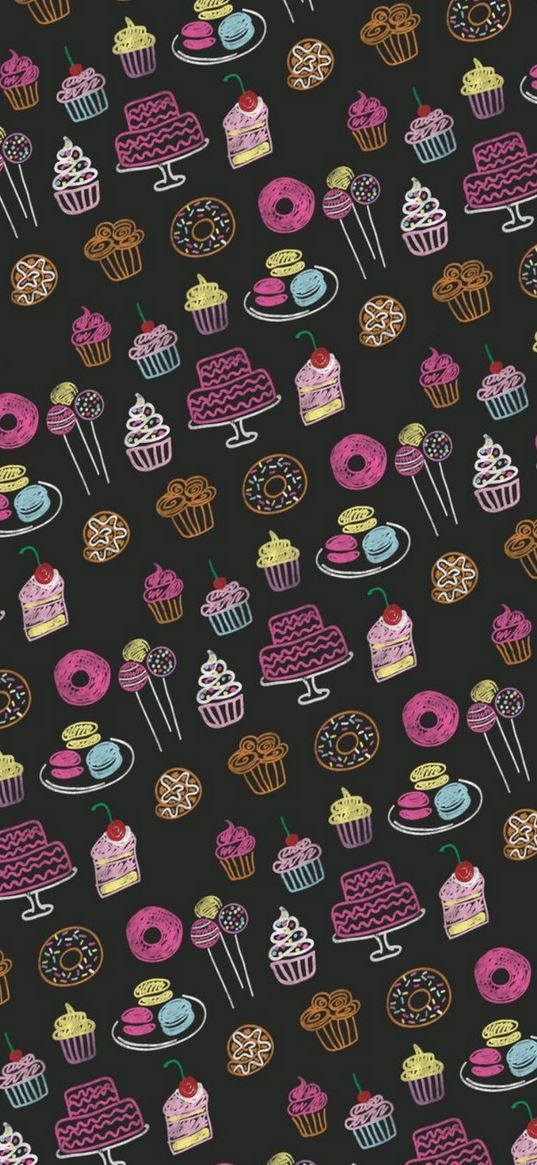 cake, donut, macaroons, cupcake, sweets, dessert, art