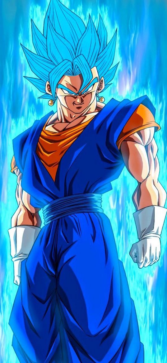 goku, dragon ball, anime, fighter, glow, blue, art