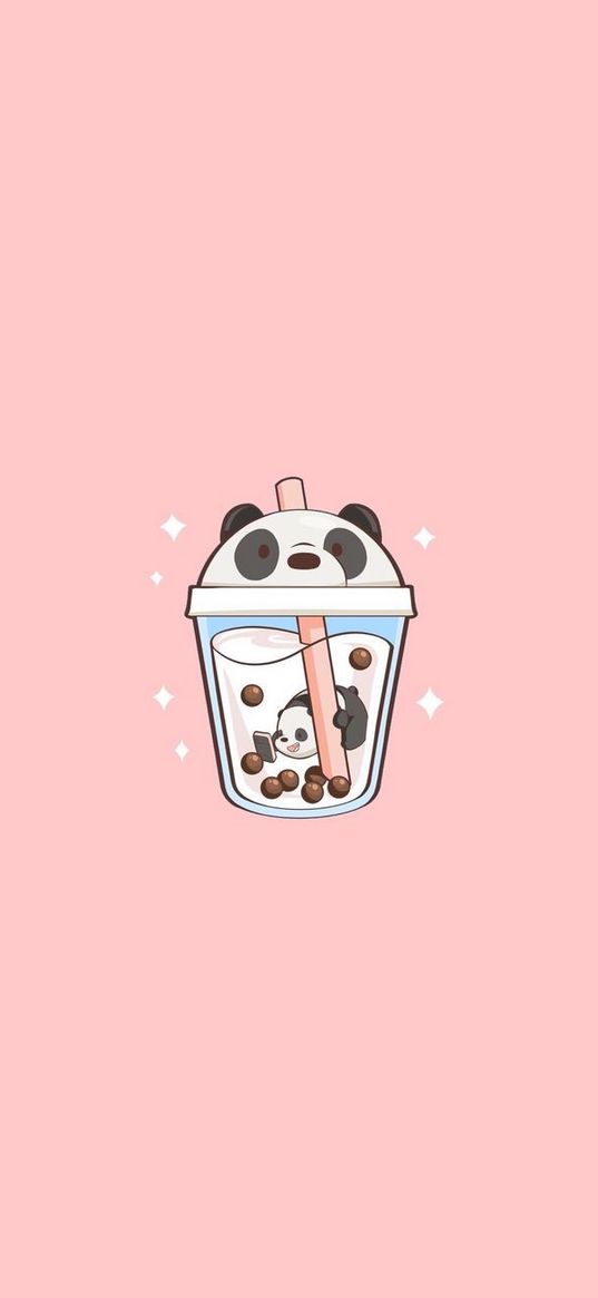 cocktail, panda, pink background