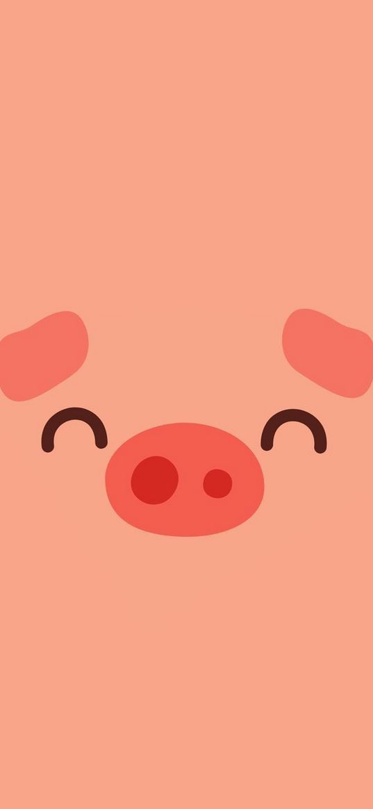 pig, animal, muzzle, happy, cheerful, minimalism, pink background