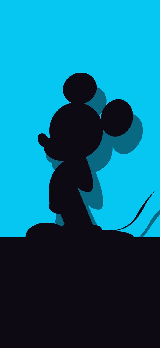 cartoon, disney, mickey mouse, character, silhouette, black, blue