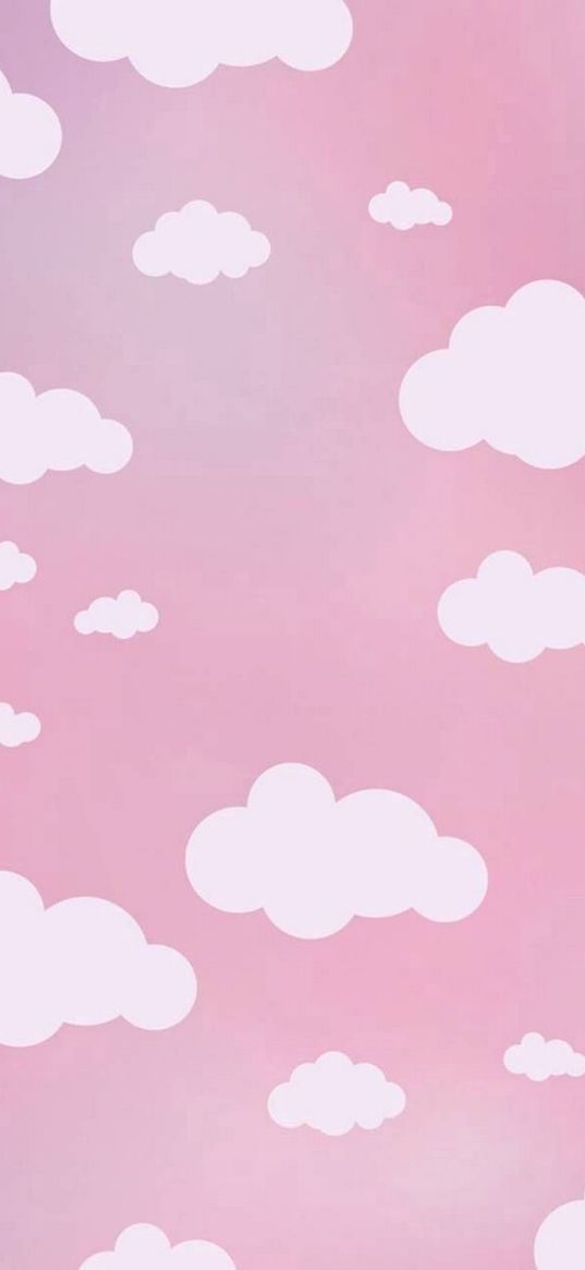 clouds, white, pink background