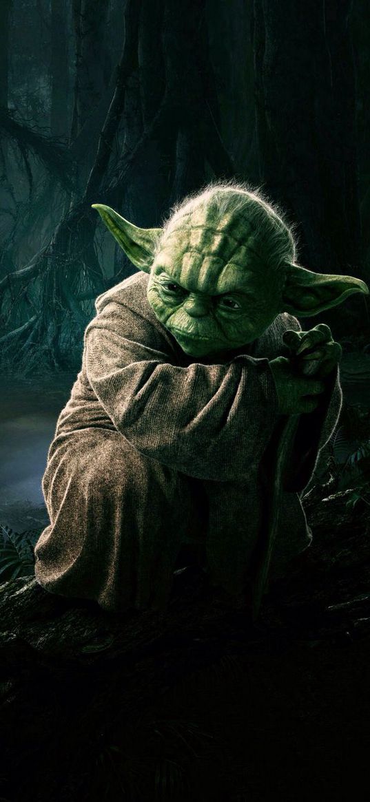 yoda, star wars, movie, jedi, forest, art