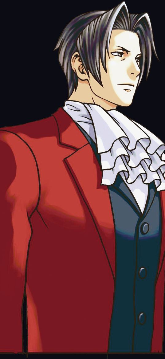 miles edgeworth, prosecutor, ace attorney, anime, character, black background, art