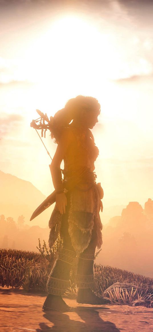 eloy, horizon zero dawn, game, landscape, desert