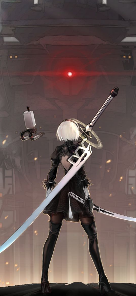 2b, nier, game, girl, art