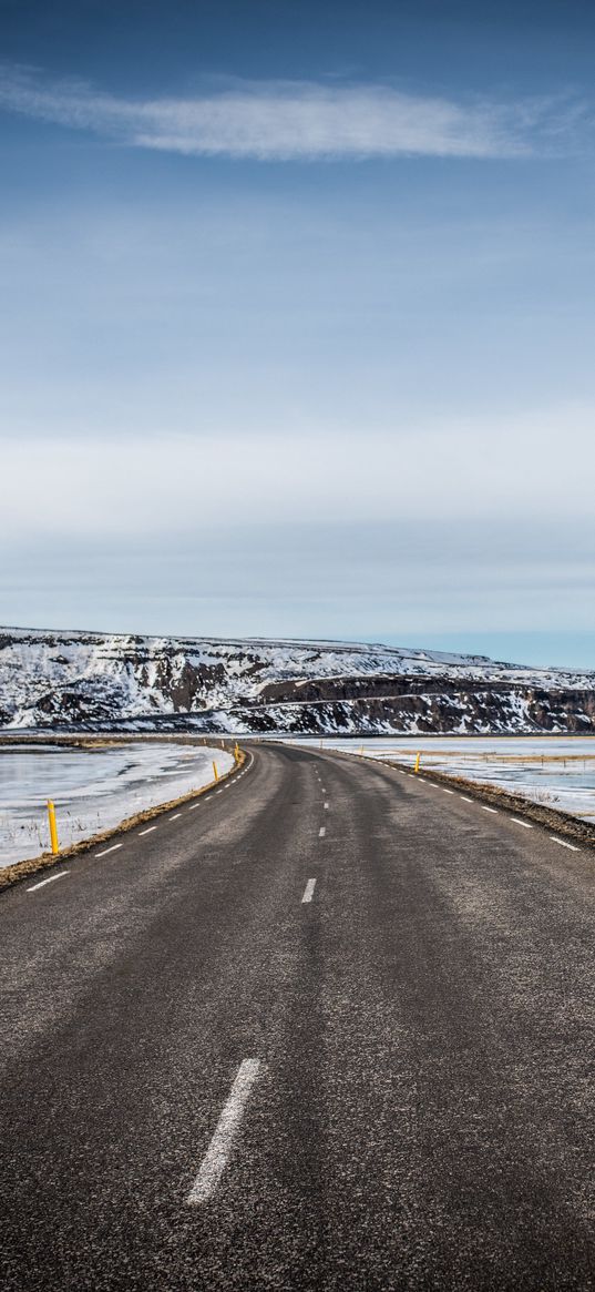 road, plain, snow, hill