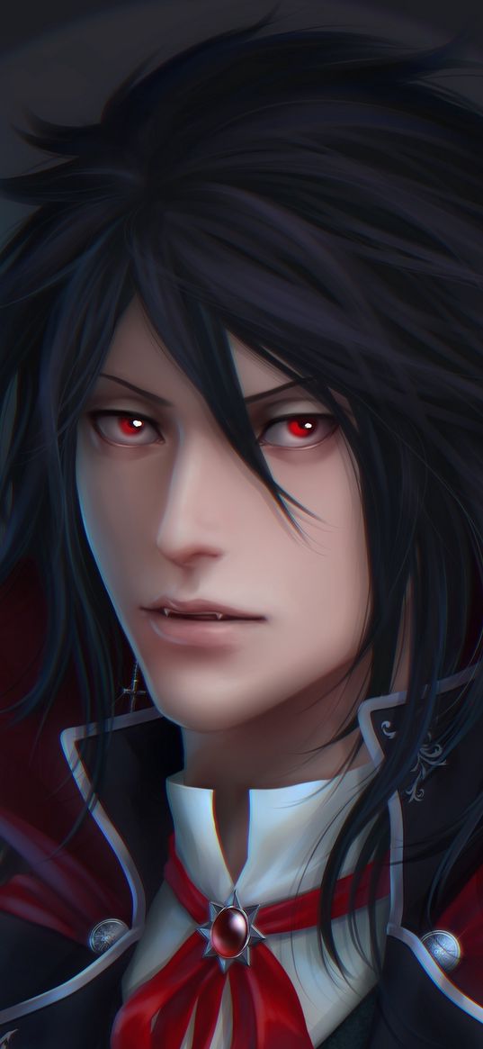 uchiha madara, naruto, anime, guy, red eyes, fangs, vampire, art