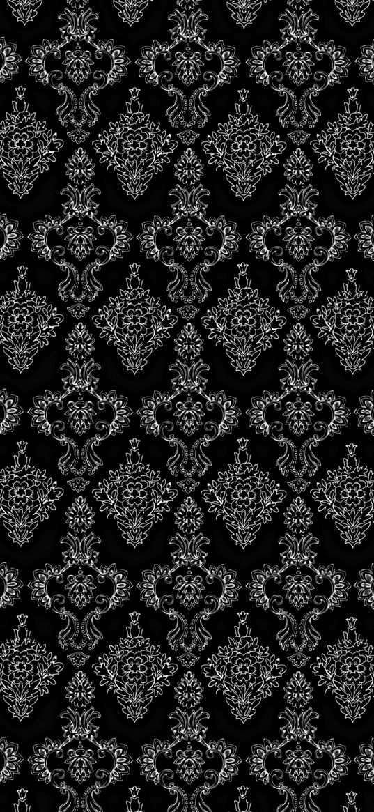 pattern, ornament, white, black