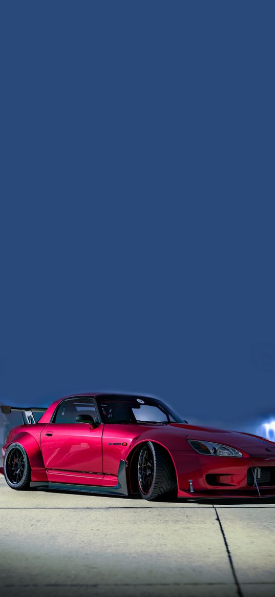 honda s2000, honda, sports car, car, pink, digital art