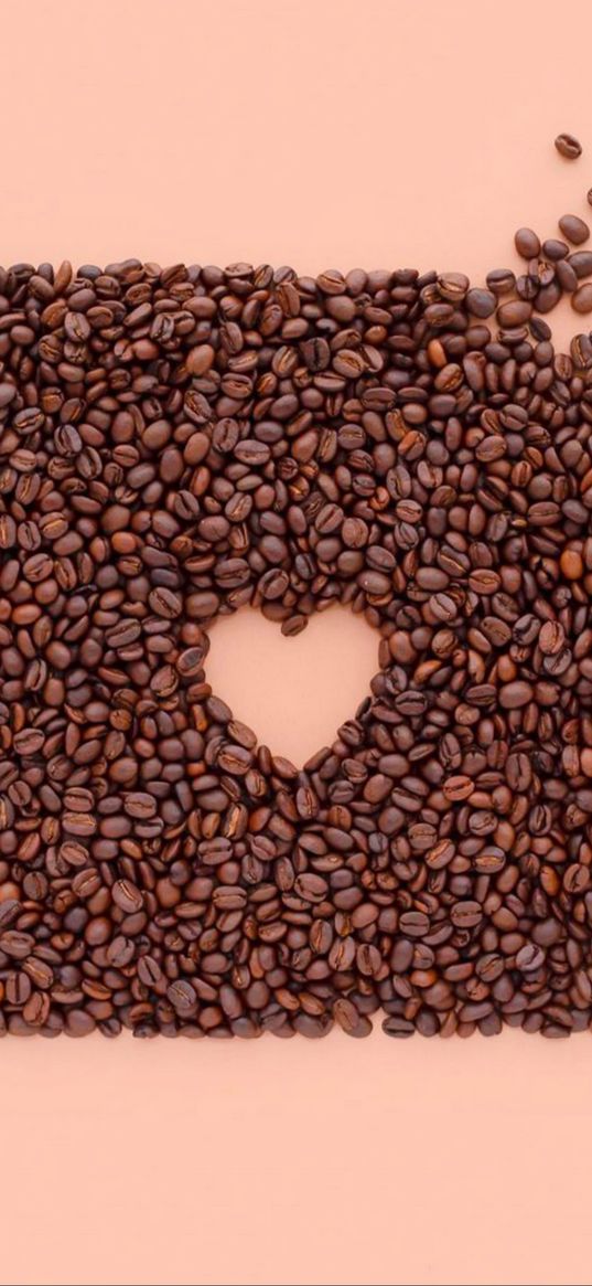 heart, coffee beans, coffee, love