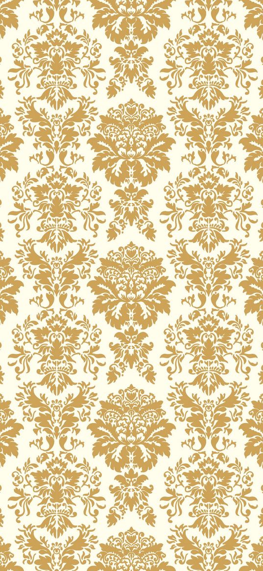 pattern, vintage, monogram, gold, white