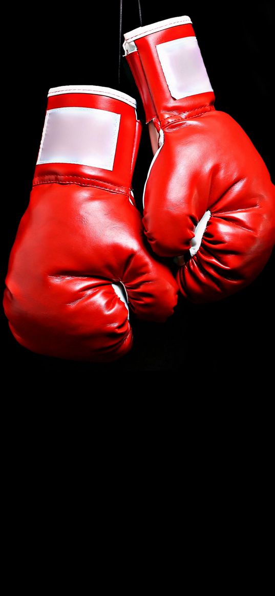 boxing gloves, gloves, boxing, minimalism, red, black background