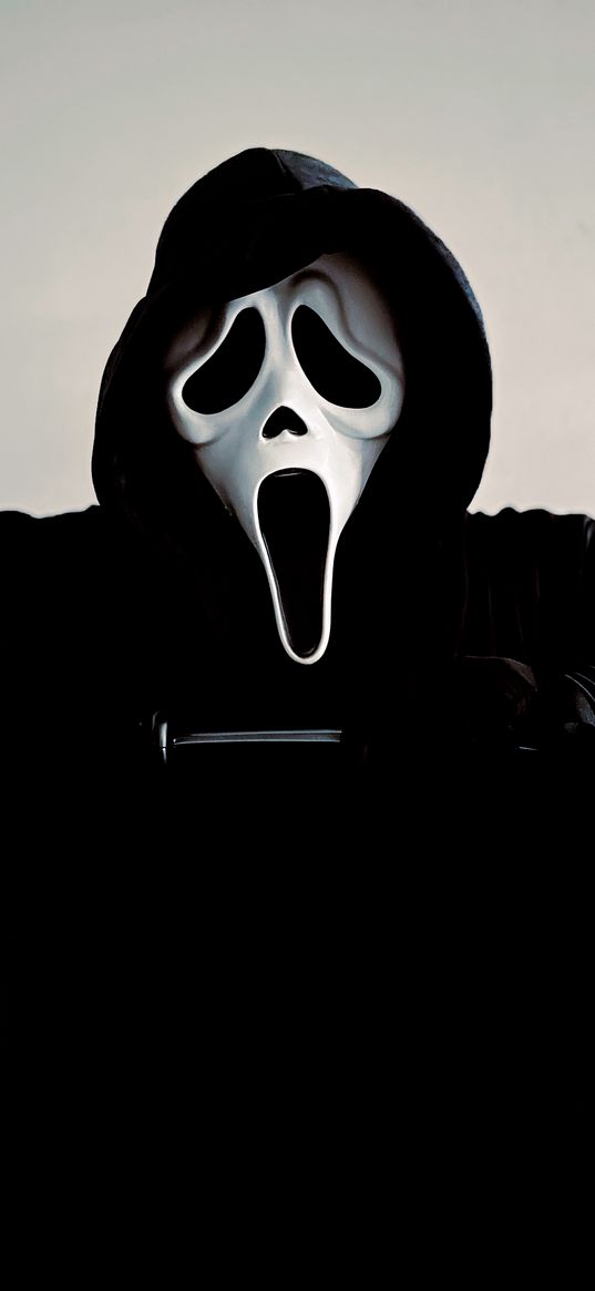 scream, movie, mask, ghost, cloak, maniac, knife, horror