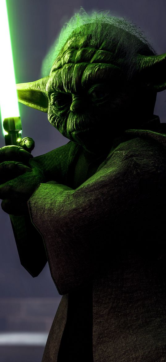 yoda, star wars, movie, light sword, green, dark