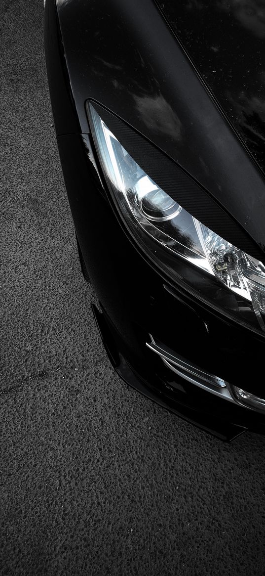 mazda 6, mazda, car, headlight, black, asphalt