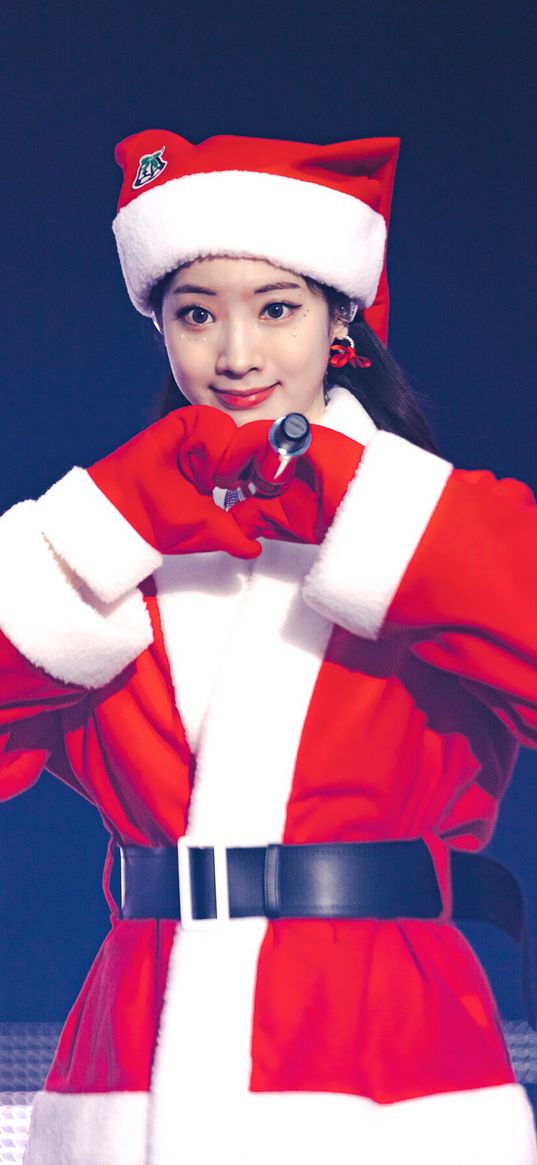 twice, band, k-pop, singer, korean, girl, sweetheart, santa claus, gesture, heart