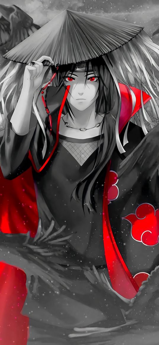 itachi uchiha, naruto, hat, anime